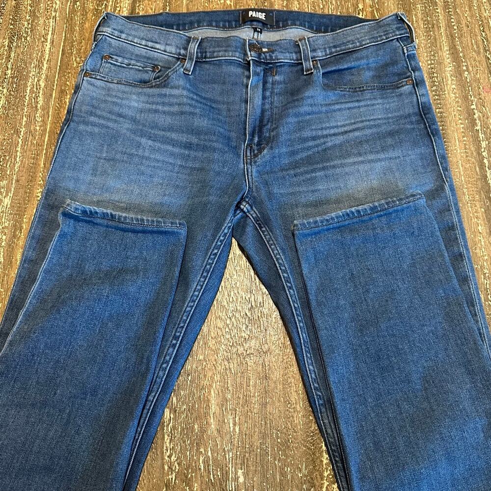 Paige Lennox Stretch Slim Fit Denim Jeans Medium Wash Mens Size 34W x 31L